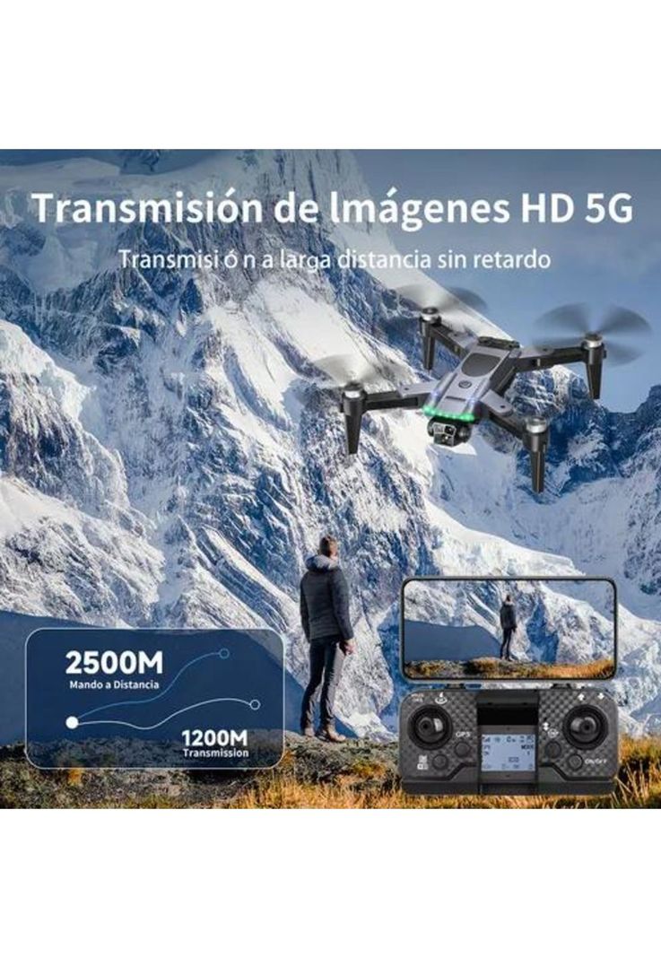 Drone 4k Gps Wifi Plegable Con Cámara Doble 3 Baterías-2
