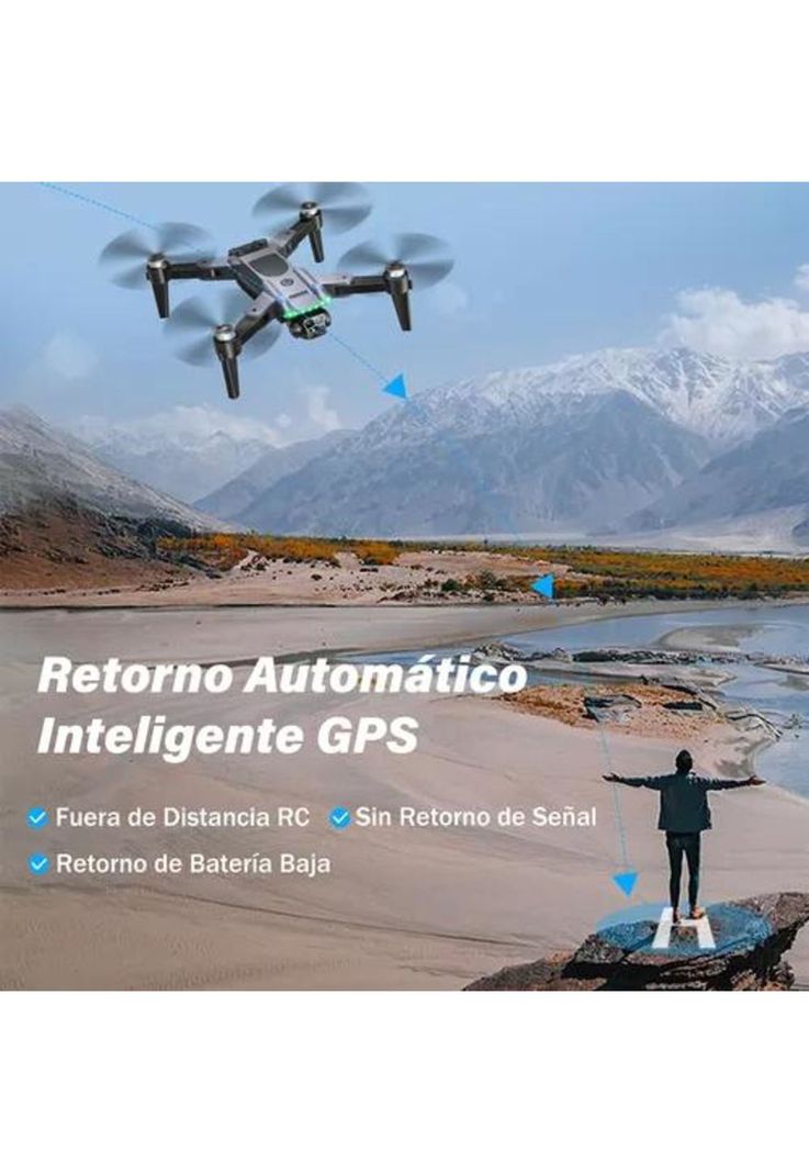 Drone 4k Gps Wifi Plegable Con Cámara Doble 3 Baterías-4
