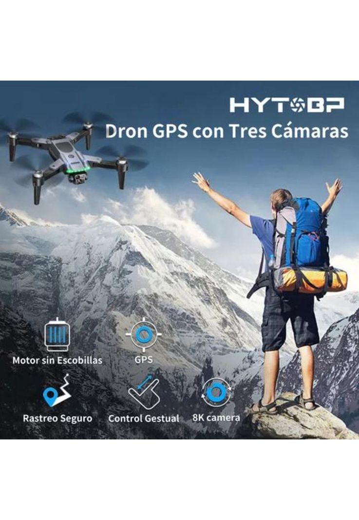 Drone 4k Gps Wifi Plegable Con Cámara Doble 3 Baterías-6
