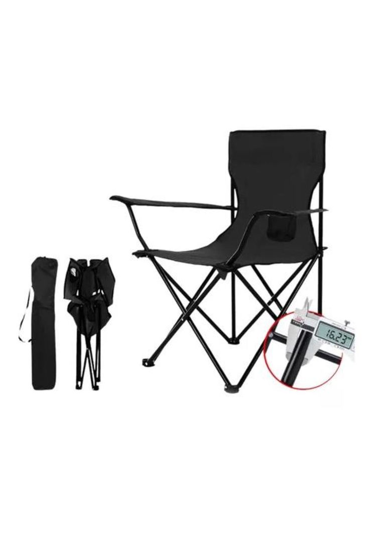 Silla plegable de camping con porta vaso y bolsa negra-3