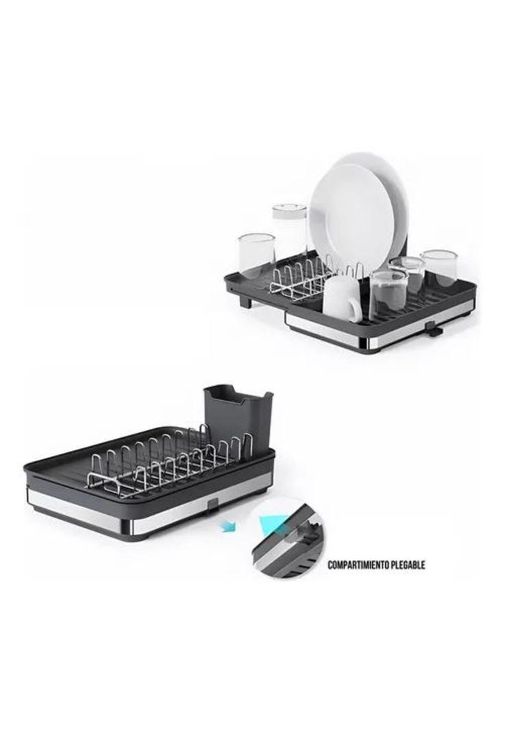 Secaplatos Escurridor de Cocina - Acero Inoxidable, Plegable, Para Loza-4