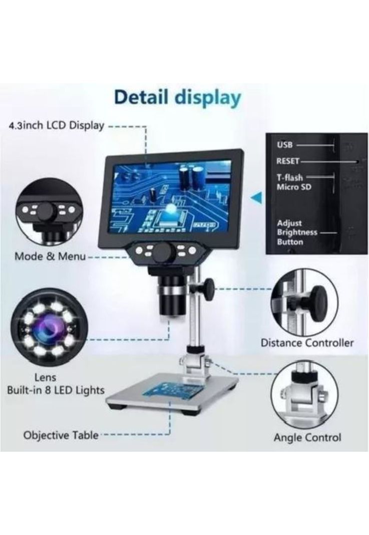 Microscopio Electrónico Académico - Pantalla LCD HD de 7.2 in-3
