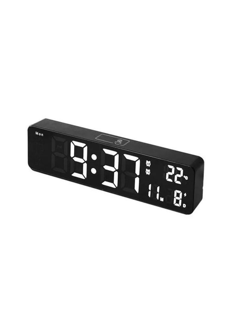 Reloj despertador led fecha temperatura alarma color negro-0