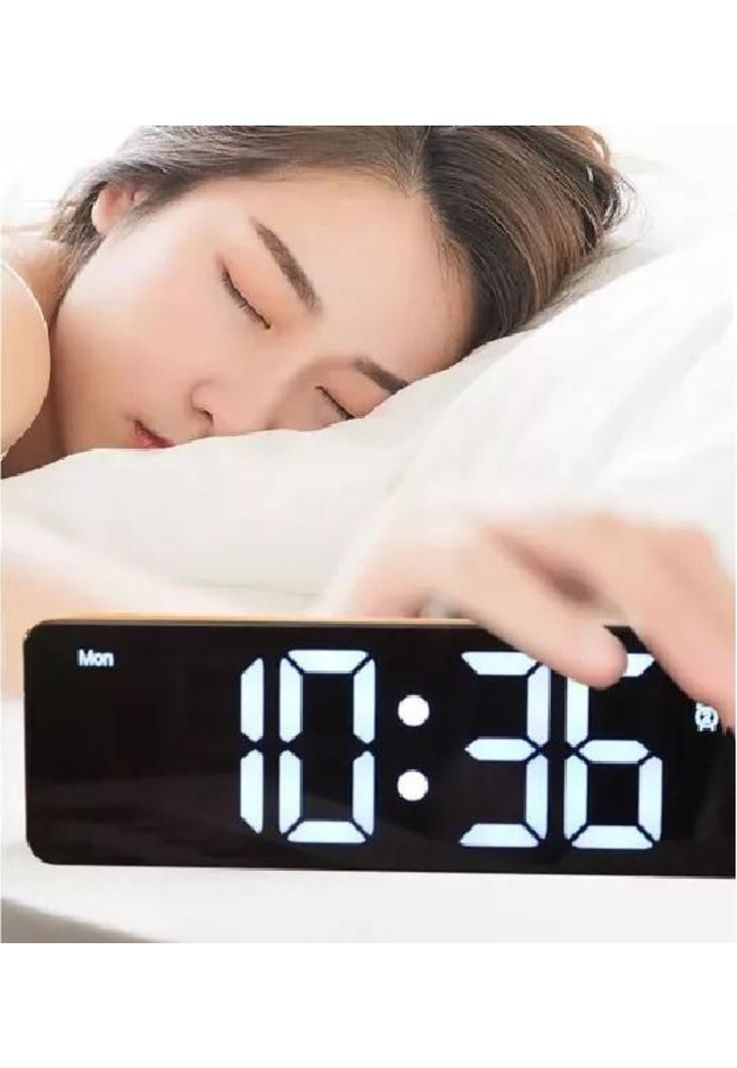Reloj despertador led fecha temperatura alarma color negro-3