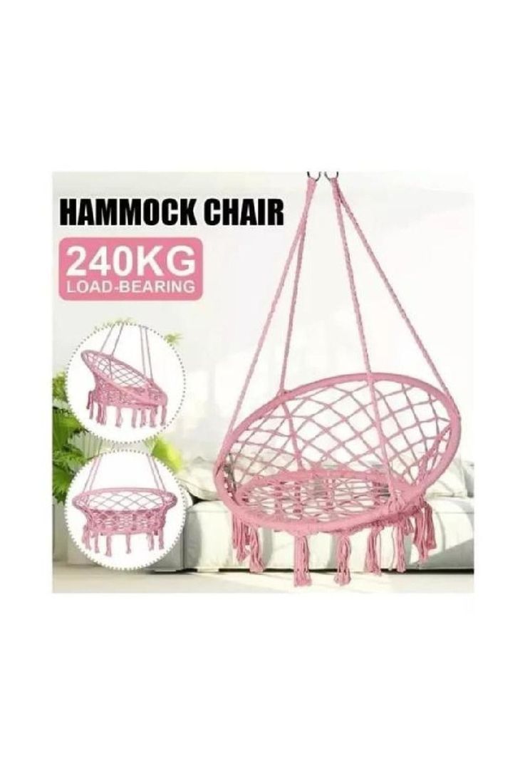 Silla hamaca colgante para terraza o jardín color rosado-1