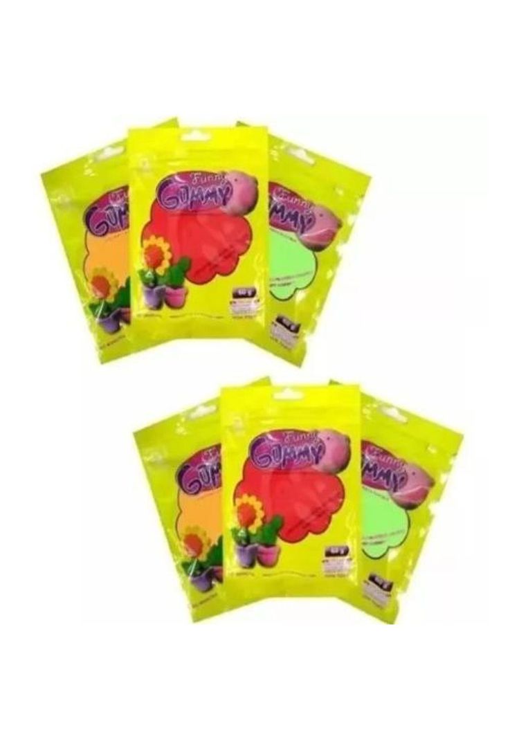 Pack de 6 colores masa flexible funny gummy/goma eva moldeable-0