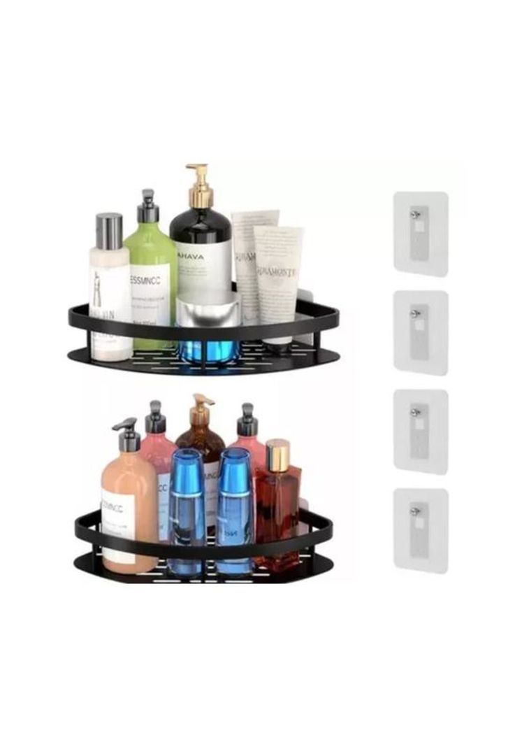 Esquinero organizador ducha baño estante, color negro-0