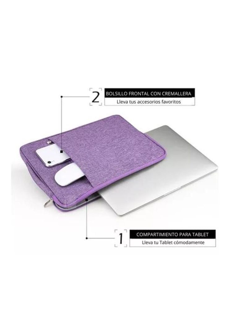 Bolso para tablet de 11 pulgadas, microfibra impermeable color morado-2