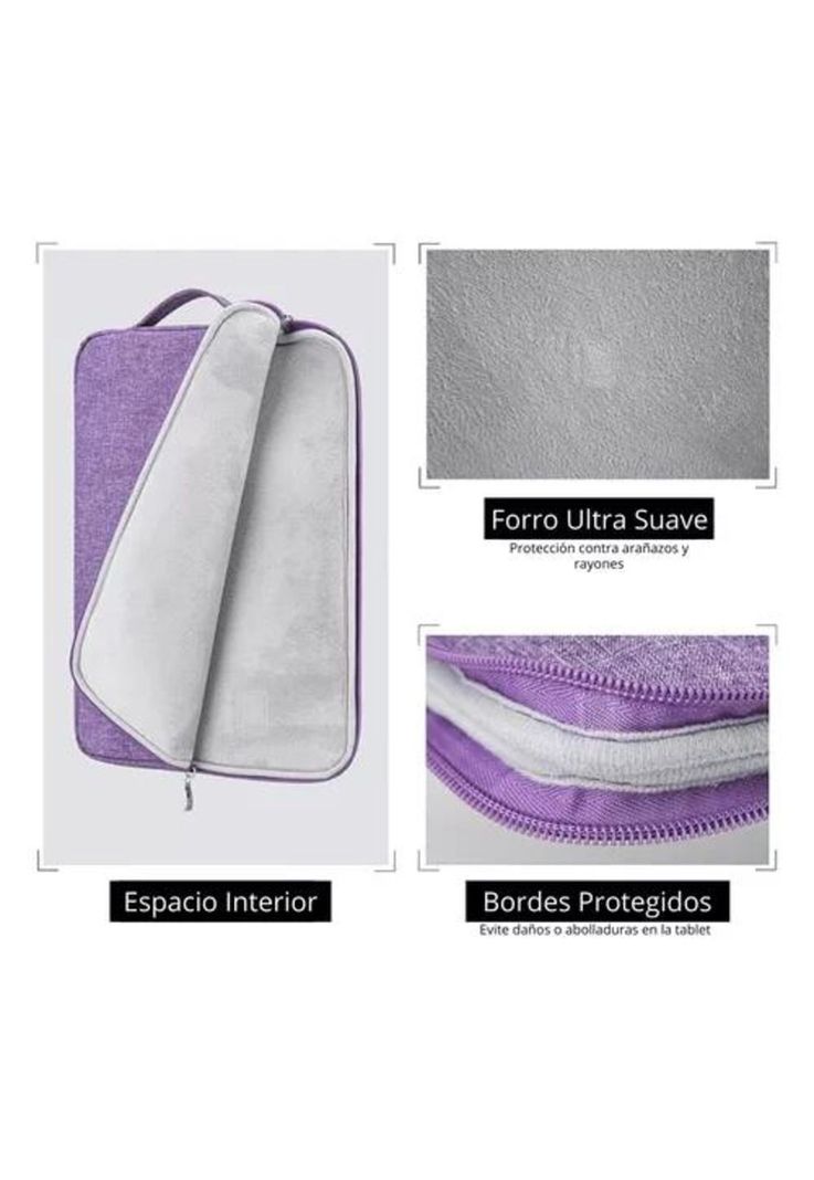Bolso para tablet de 11 pulgadas, microfibra impermeable color morado-3