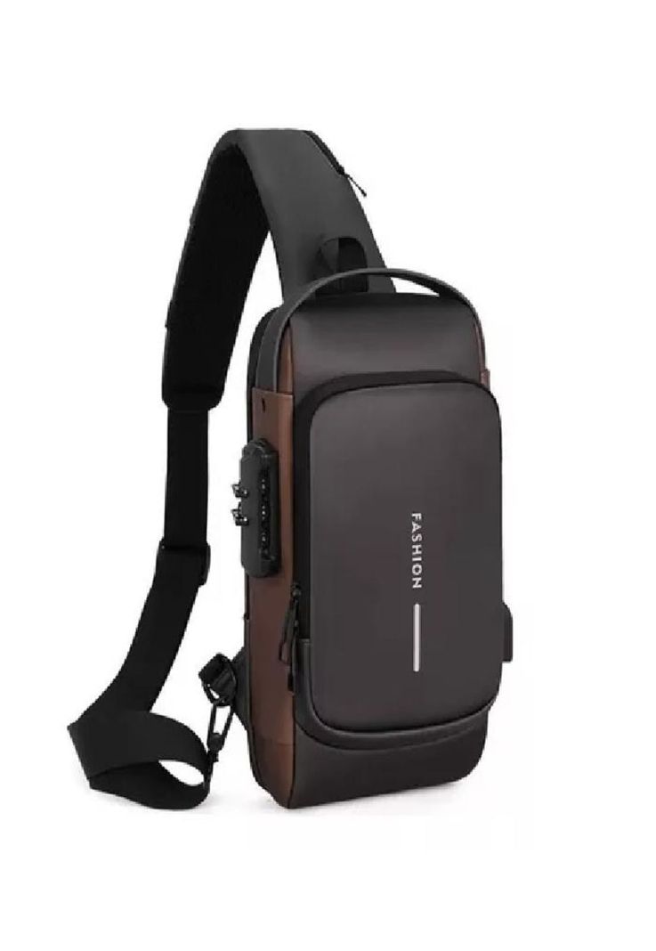 Bolsa de pecho antirrobo para hombre con carga USB color negro-0
