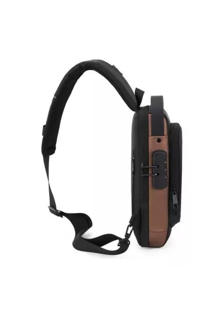 Bolsa de pecho antirrobo para hombre con carga USB color negro-1