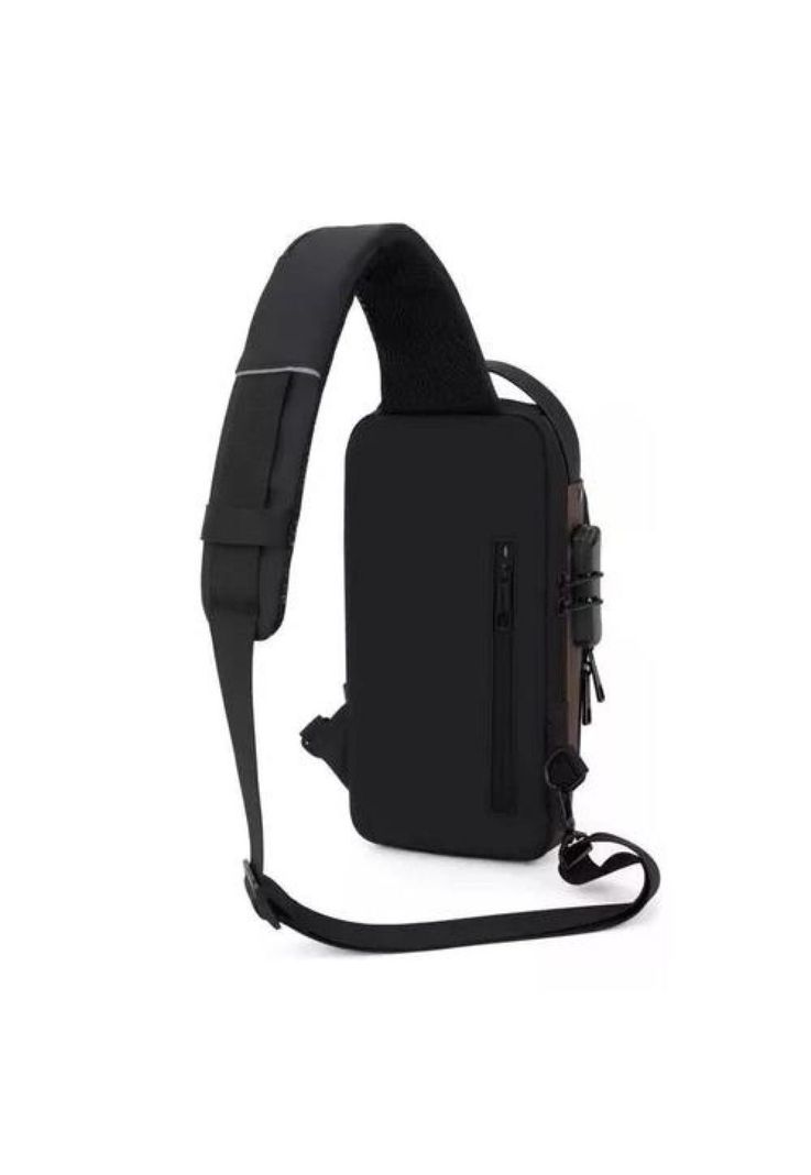 Bolsa de pecho antirrobo para hombre con carga USB color negro-2