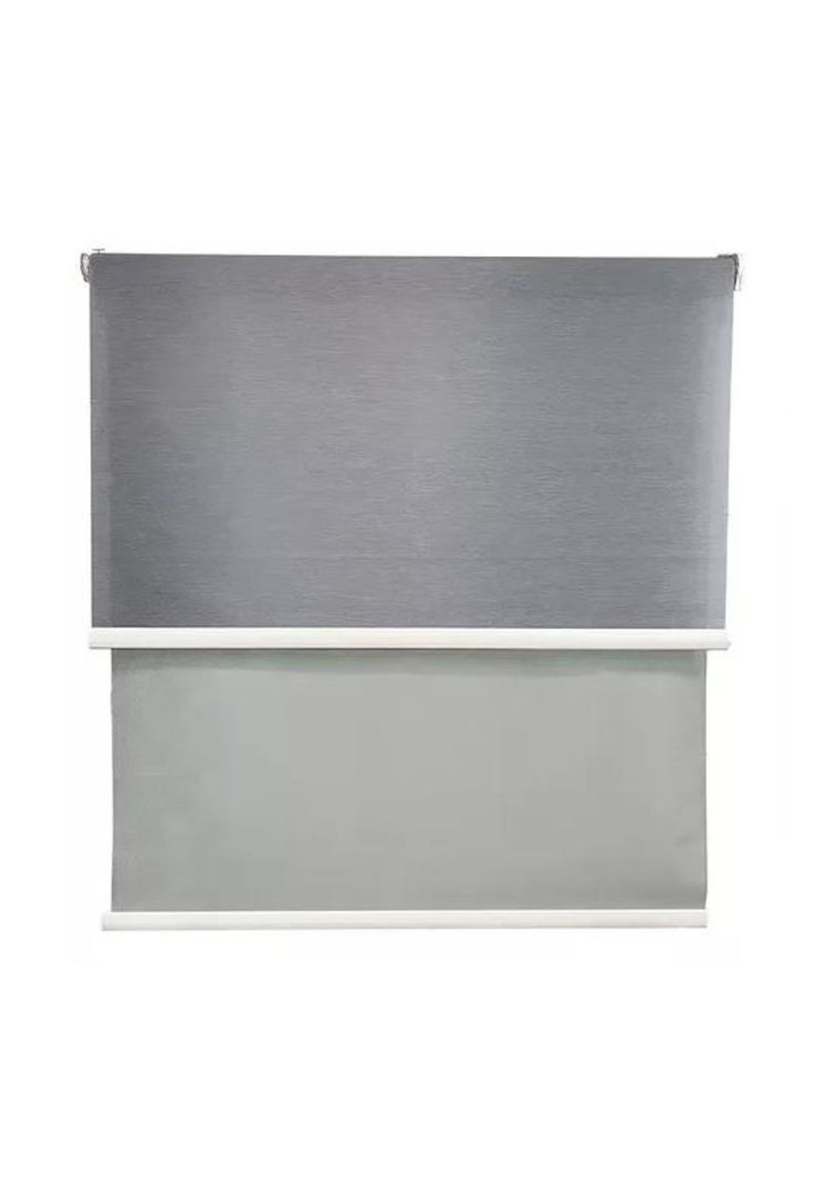 Cortina Roller Blackout 2 Paños 160x240 Doble Visillo Gris Sin Cenefa-0