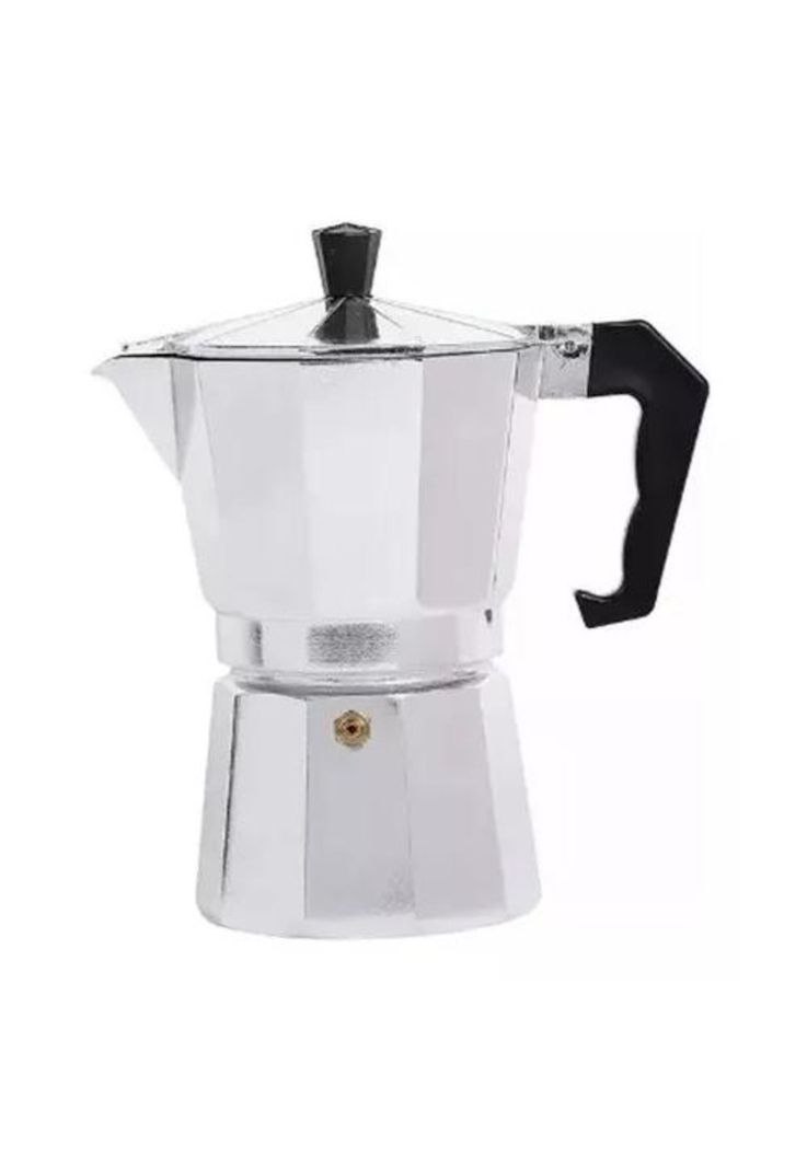 Cafetera italiana de 6 tazas de aluminio, café desayuno plata-0