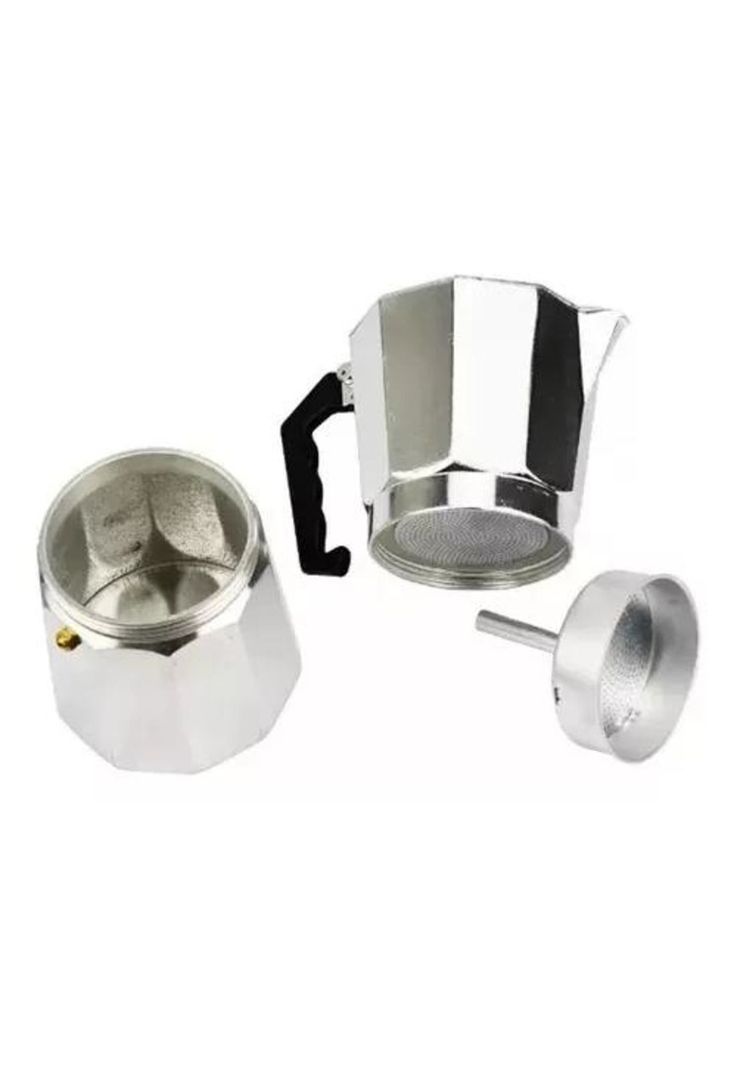 Cafetera italiana de 6 tazas de aluminio, café desayuno plata-1