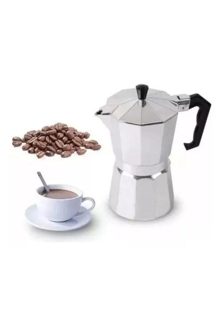 Cafetera italiana de 6 tazas de aluminio, café desayuno plata-2