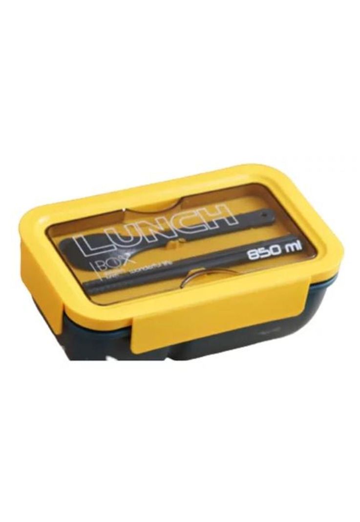 Lonchera Lunchbox - 2 Niveles con Cuchara y Palitos de Sushi - 850 ml - Color Amarillo-0