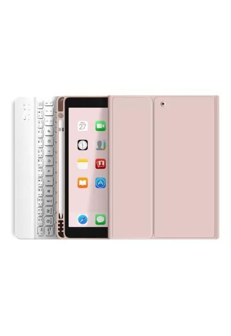 Carcasa con teclado para iPad Air (10.9") 4/5 Gen, ranura para lápiz, color rosado-0