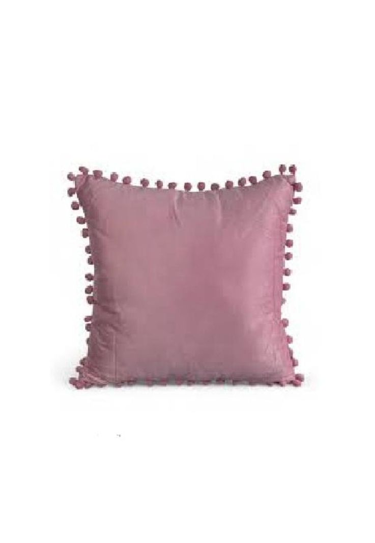 Pack de 2 Fundas de Cojines Terciopelo con Pompones 45x45 cm Rosada-0