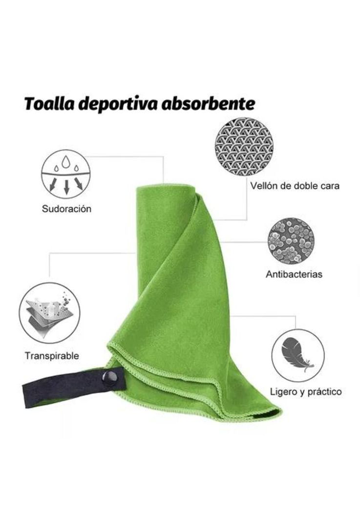 Toalla baño viaje microfibra secado rápido, pcs verde fluore-1
