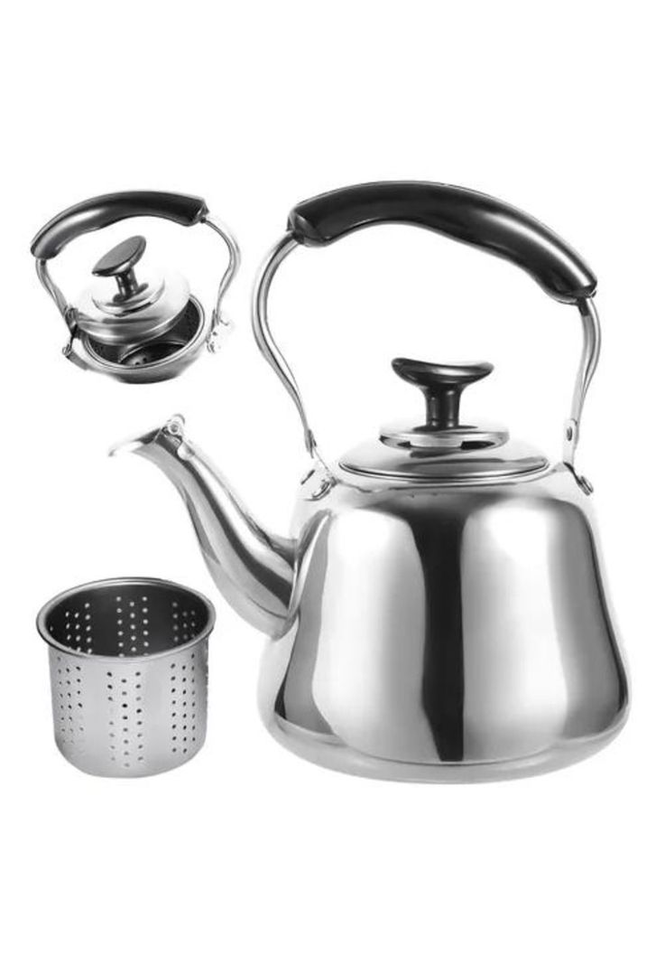 Hervidor de Acero Inoxidable - 1 Litro con Infusor, Color Plateado-0