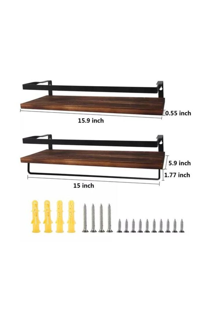 Repisas Flotantes de Madera Modernas Multipropósito Kit 2 Marrón Oscuro-2