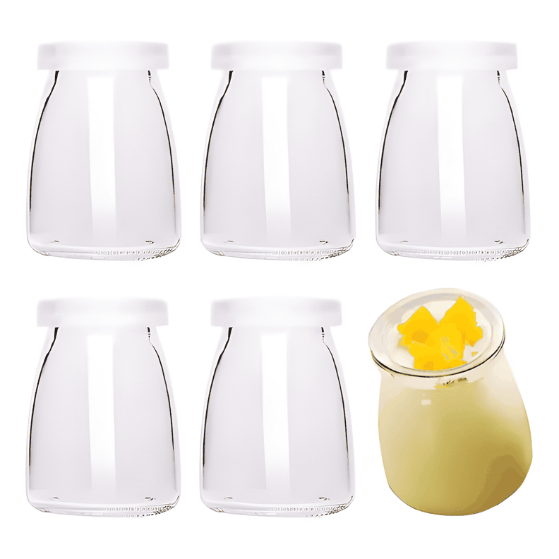 Pack 6 frascos vidrio con tapa plástica 200 ml