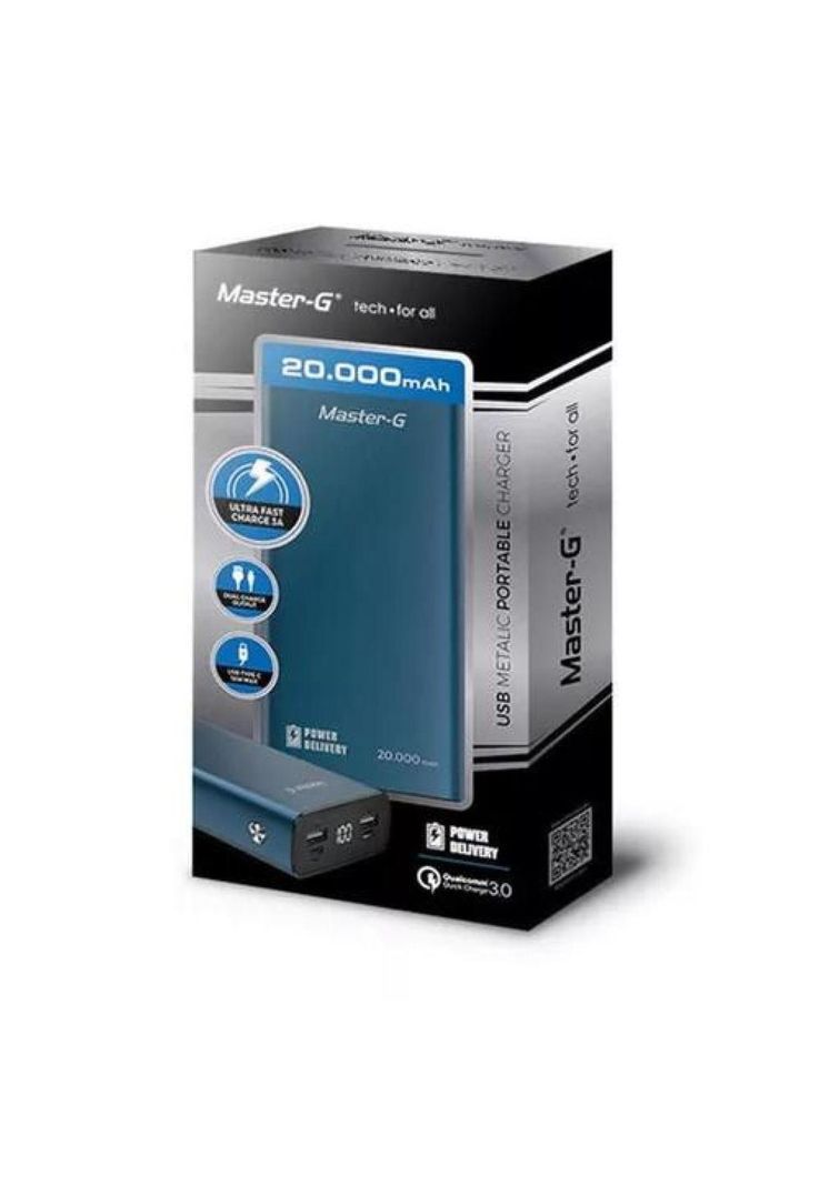 Batería externa power bank Master-G 20,000 mAh, power delivery, azul-5