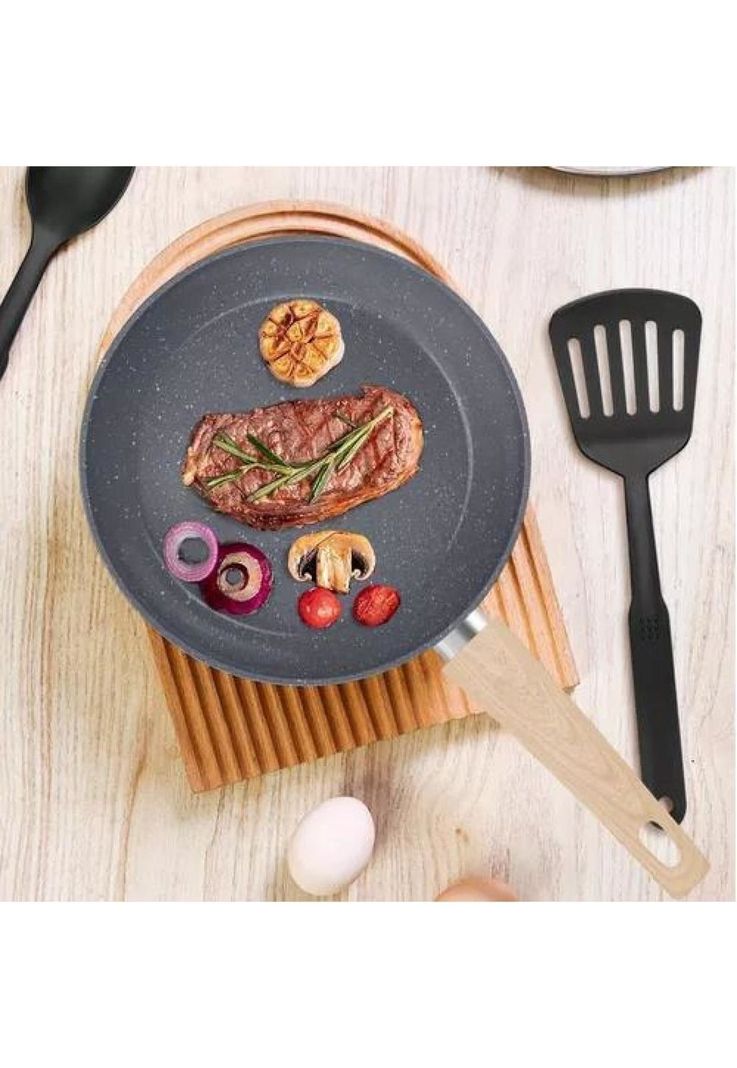 Batería de Cocina - 10 Piezas, Antiadherente, Granito, Color Negro-2
