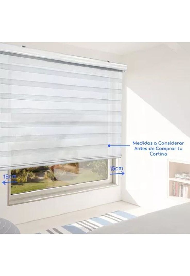 Cortina Roller Duo Zebra Día Noche 150x200cm Blanco-6