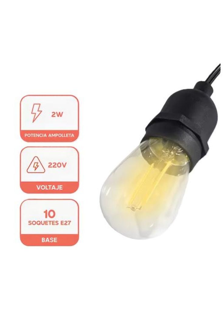 Pack 2 Guirnalda Terraza Exterior Homely Luces Vintage 10m + 10 Ampolletas E27-3