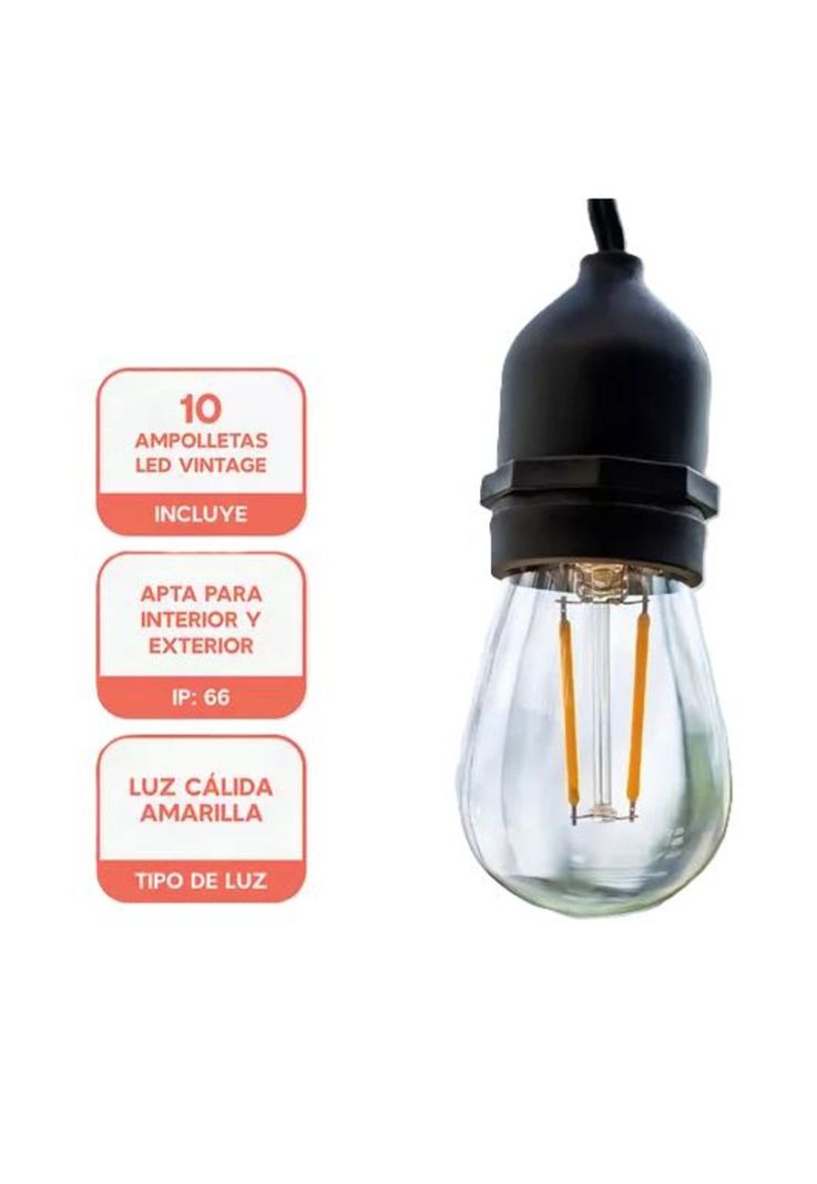 Pack 2 Guirnalda Terraza Exterior Homely Luces Vintage 10m + 10 Ampolletas E27-4
