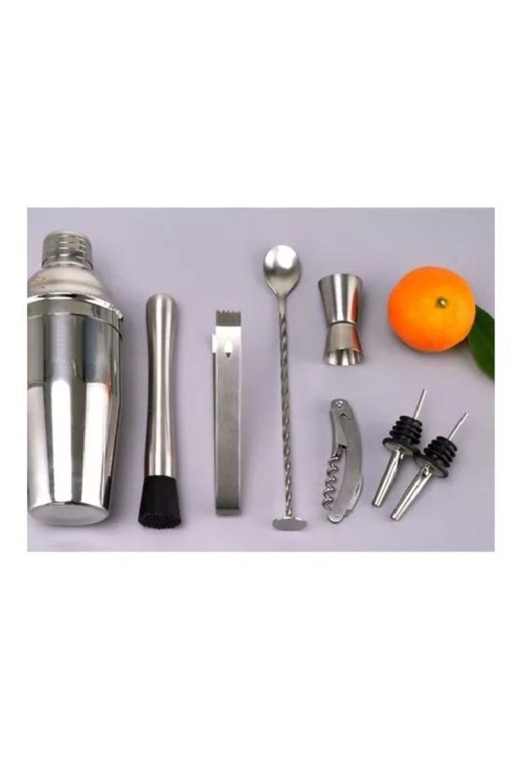 Juego de coctelera inoxidable profesional 8 piezas gris-2