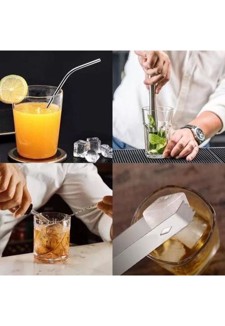 Juego de coctelera inoxidable profesional 8 piezas gris-5