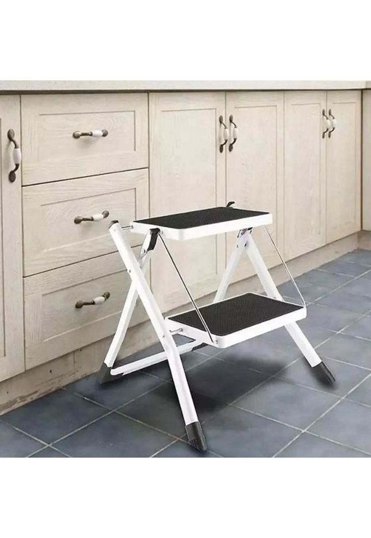 Escalera plegable ultra compacta color blanco-3