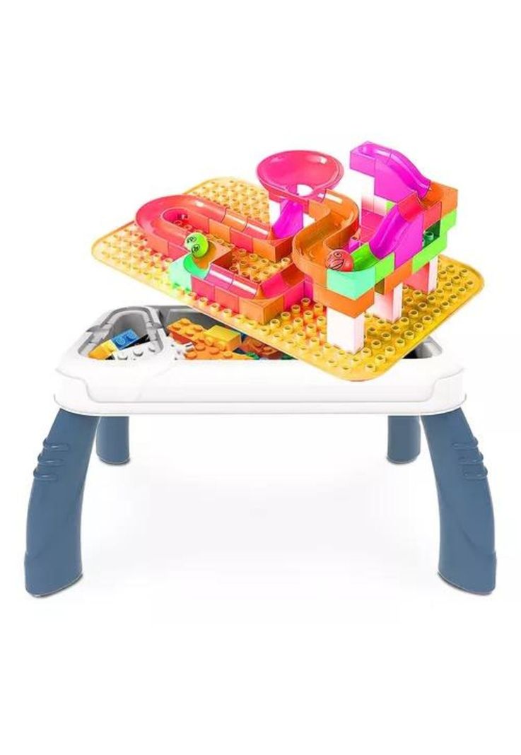 Mesa de bloques de construcción con 106 piezas multicolor-0