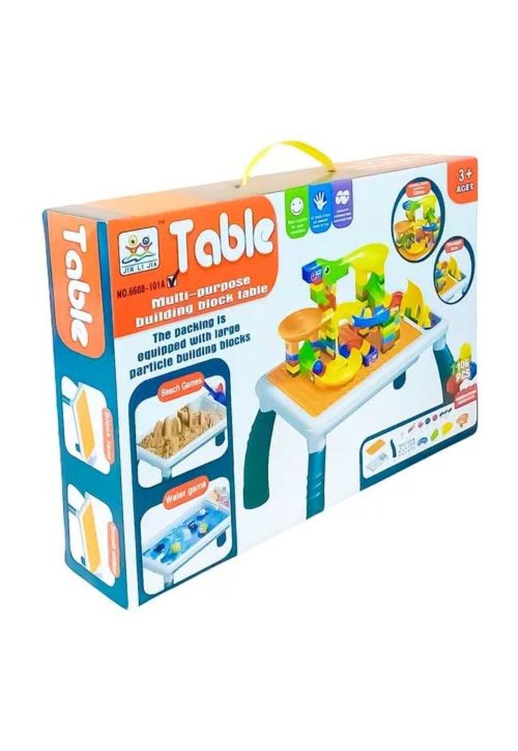 Mesa de bloques de construcción con 106 piezas multicolor-2
