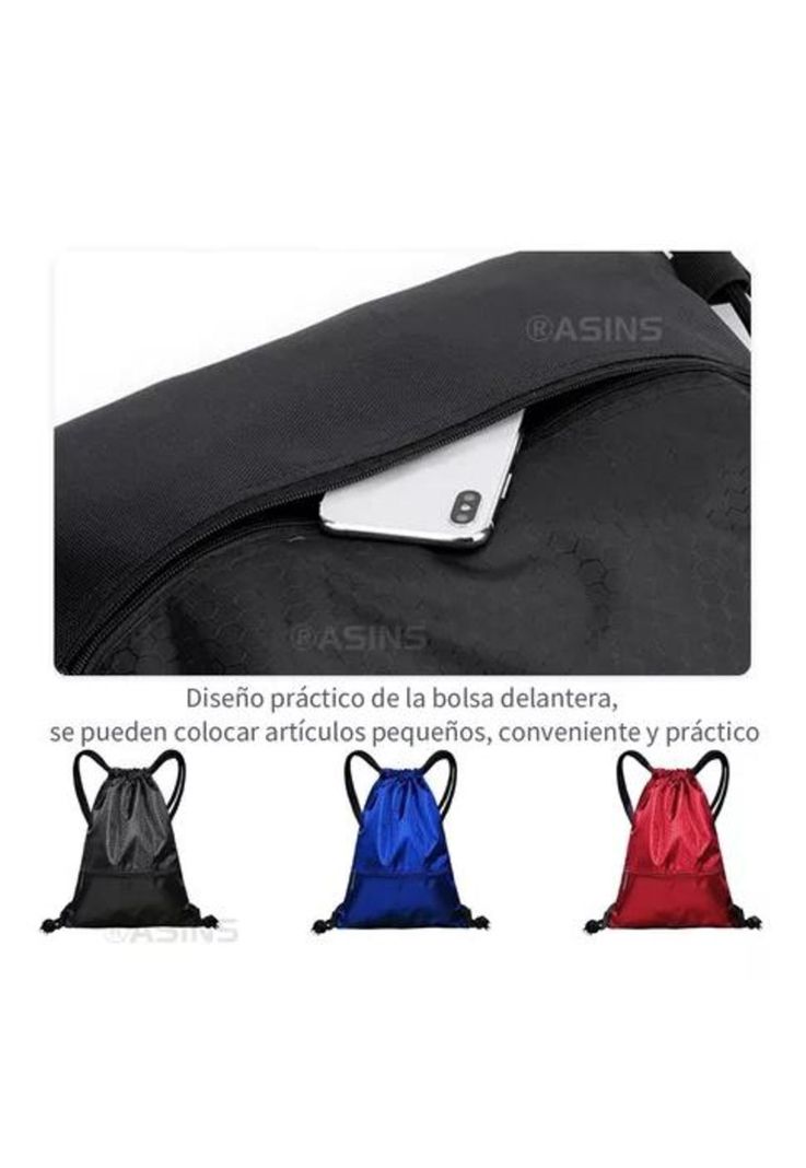Bolso tipo morral deportivo a prueba de agua con cierre azul-6