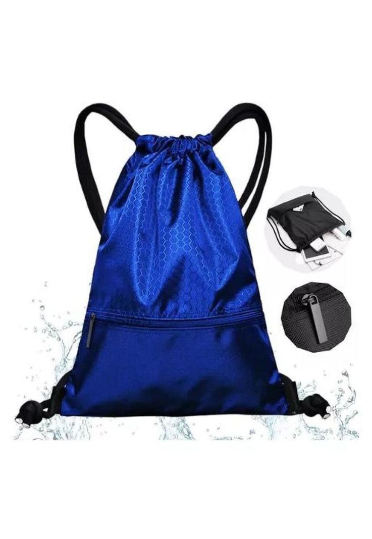 Bolso tipo morral deportivo a prueba de agua con cierre azul-1