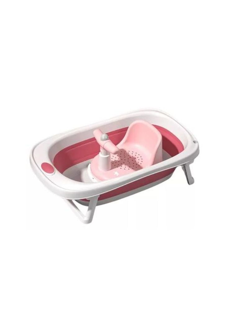Silla de ducha para bebé, color rosado-1