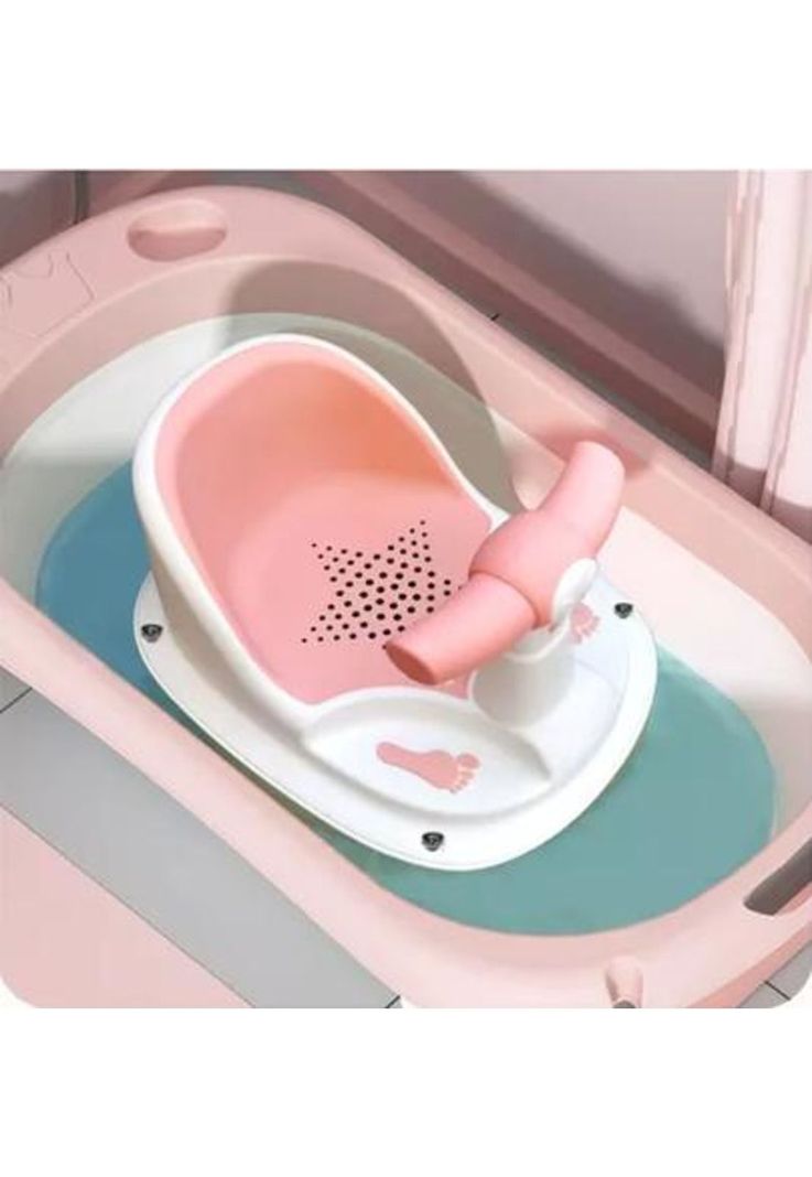 Silla de ducha para bebé, color rosado-2