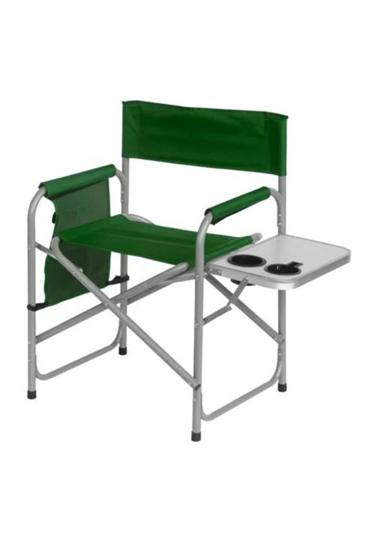 Silla plegable de camping con mesita verde-1