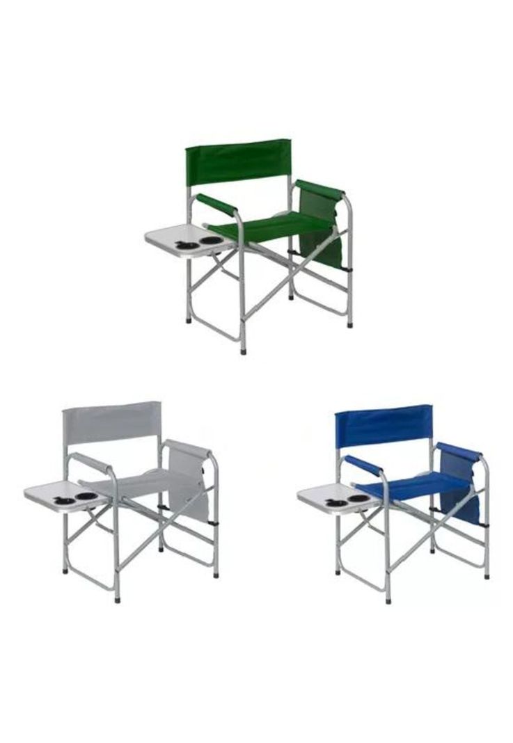 Silla plegable de camping con mesita verde-7