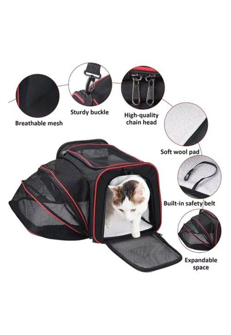 Bolso mochila transportador grande para mascotas dos en uno negro-3