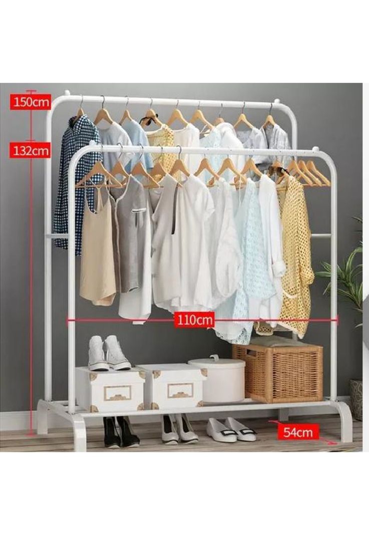 Perchero Organizador Ropa Doble Blanco Metal-4