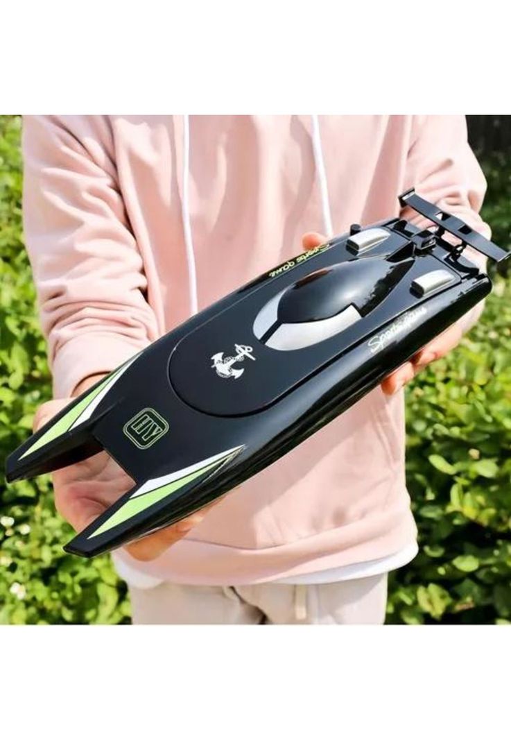 Lancha juguete a control remoto doble motor negro-3