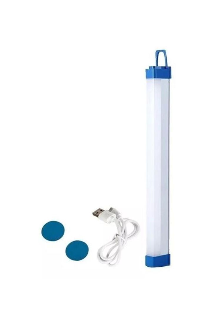 Lámpara de emergencia recargable, ampolleta luz LED 32 cm, USB, blanco-0