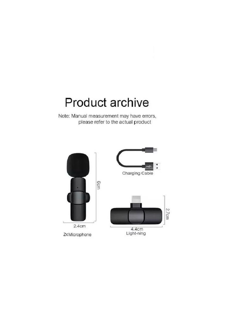 2 Micrófonos Lavalier Inalámbricos - Compatible iPhone Lightning, K9, Color Negro-3