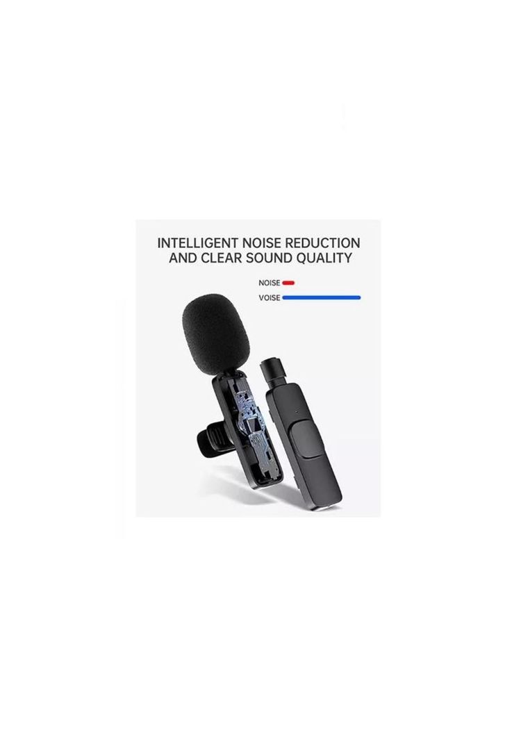 2 Micrófonos Lavalier Inalámbricos - Compatible iPhone Lightning, K9, Color Negro-4