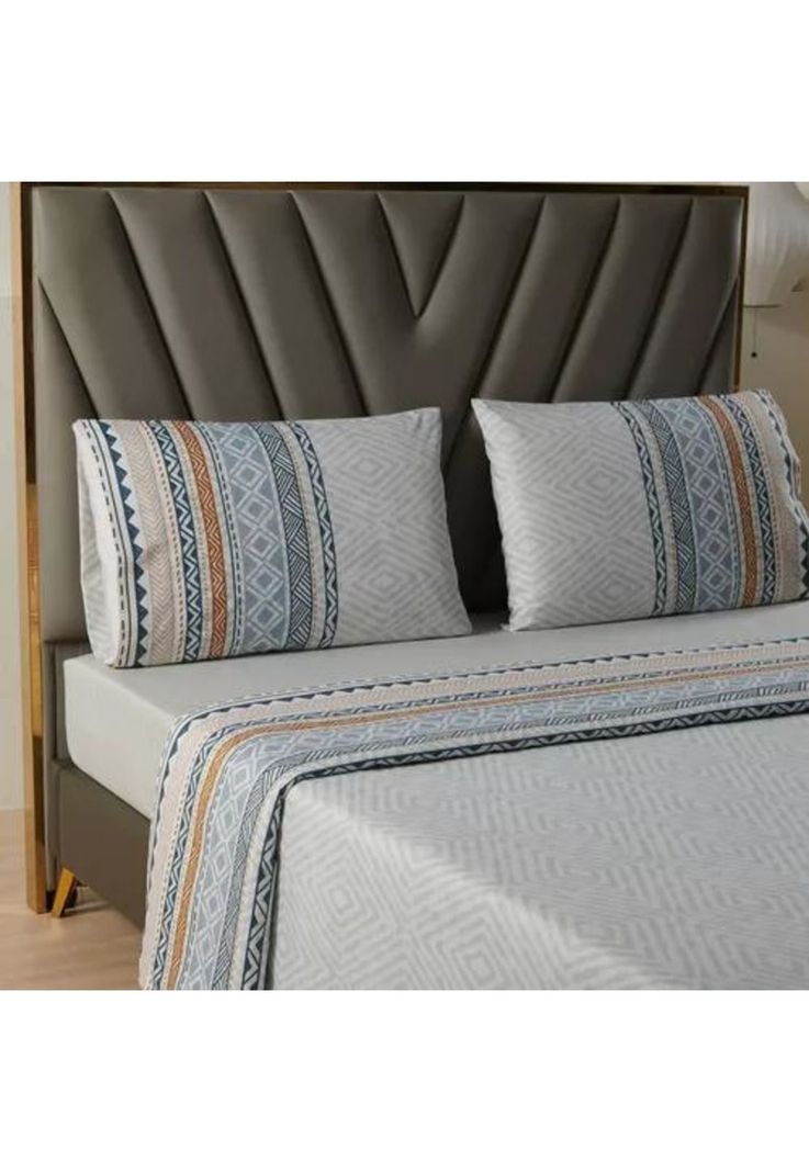 Juego Sábanas Estampadas Ultra Suave + Funda Almohada Super King Color Gris-0